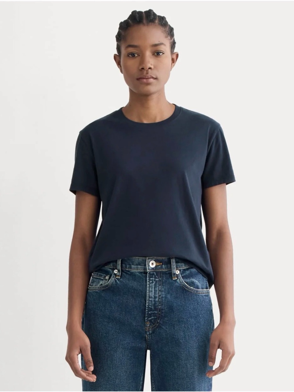 New Everlane The Organic Cotton Box-Cut Tee (No Pocket) Navy Size XS